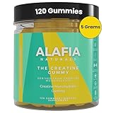 Alafia Naturals Sugar Free Creatine Monohydrate Gummies 5g for Men & Women, 30 Servings, Chewable Creatine w/L-Carnitine for Increase Strength, Muscle Growth & Recovery, Pre & Post Workout 120 ct