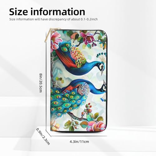 Beautiful Peacock Flowers Printed Long Wallet for Women Men Cute Coin Purse with Card Holder4