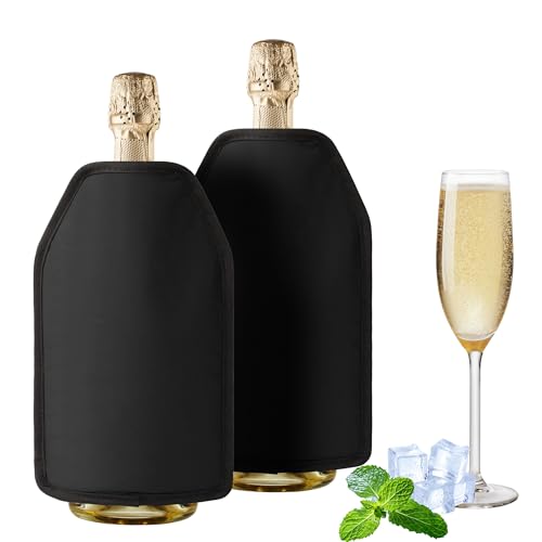 AUROAY 2PCS Funda Enfriadora de Botella de Vino, Enfriador Rápido para Vino Cubierta Refrigeradora Wine Cooler de Gel Refrigerador Bolsa Enfriador para Vino Espumoso Champán Cerveza