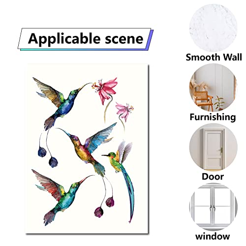 CRASPIRE 16 Styles Hummingbird Wall Decals Flower Stickers Colorful Birds Window Stickers Waterproof Removable Vinyl Wall Art for Restroom Bedroom Living Room Decorations - Image 4