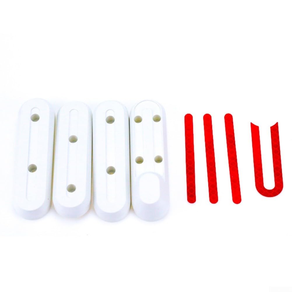 Cubierta de protección de rueda, tira reflectante roja de plástico blanco gris juego de 4 para xiaomi para M365 Pro (blanco)