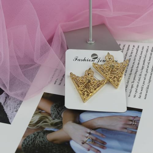 Image of coadipress 2PCS Retro Hollow Triangle Collar Pins Brooch for Men Women Hollow Floral Shirt Suit Clothing Collar Angle Decoration Parts