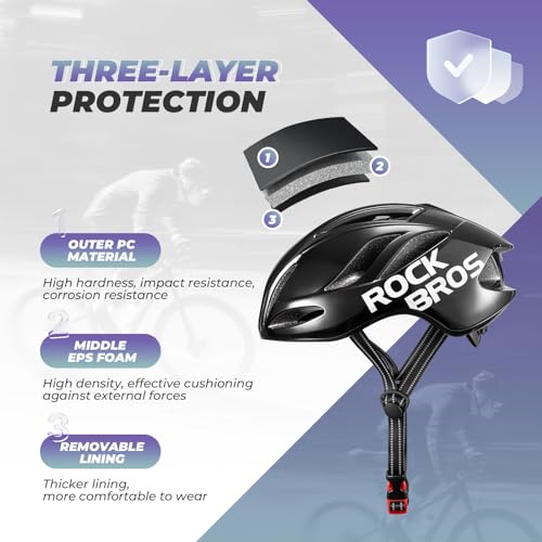 ROCKBROS Bike Helmet Lightweight Cycling Helmet for Men Women Adult Breathable Mountain Bike Helmet 57-61cm Adjustable Road Bike Helmet with 15 Colors - Image 3