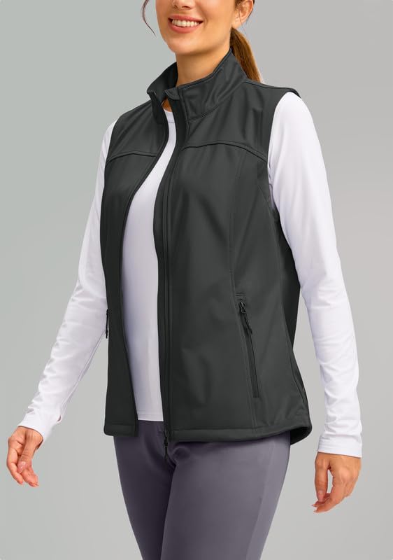 Soothfeel Women's Vest with Zipper Pocekts Lightweight Softshell Sleeveless Jacket Hiking Travel Golf Running Vest for Women4