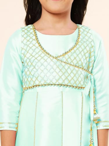 Image of A.T.U.N. (ALL THINGS UBER NICE) Girls Woven Design Gota Jacket Maxi Anarkali Gown