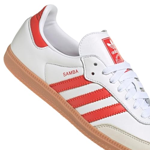 Image of Adidas Samba OG Womens Shoes, Cloud White /Solar Red /Off White, Size 7.5