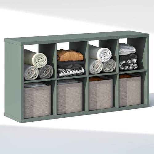 Image of Furinno Cubic Extra Thick 8-Cube Closet Organizers and Storage, Sage Green | 14.6 x 30 x 58 in, Open Shelf Closet Storage, Closet Organizer, for Wardrobe, Bedroom, Living Room