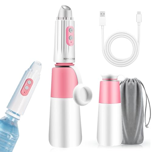 Image of NEWDRU Portable Jet Spray - USB Rechargeable Electric Travel Bidet with 270ml Bottle, Hygiene Sprayer for Men, Women, Baby & Postpartum | Compact, Adjustable, IPX7 Waterproof, CleanStream Pro (Pink)
