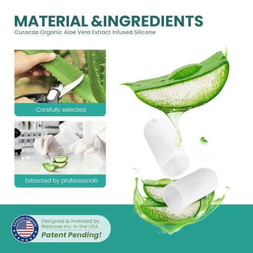 Welnove Gel-Zehenkappe und Zehenschutz - 8er-Pack Aloe Vera Extrakt infundiert Silikon Zehenabdeckungen - für Schmerzlinderung, fehlende oder eingewachsene Zehennägel, Hühneraugen, Schwielen, Blasen