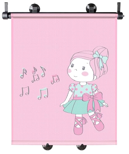 WALSER Kit pare-soleil Ballet Doll, 2 pièces pare-soleil voiture fille, protection solaire vitre latérale, protection UV voiture enfant 43x52cm rose