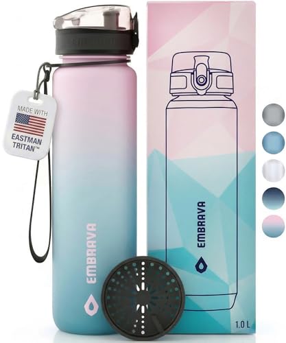 Image of Embrava Sports Water Bottle (32oz, Blossom Breeze) Fast Flow Flip Top Lid