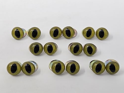 Pair of Zim's 16mm Green Cat Eyes Plastic Kitty Safety Eyes for Craft Amigurumi Dolls or Puppets (Pack of 8)