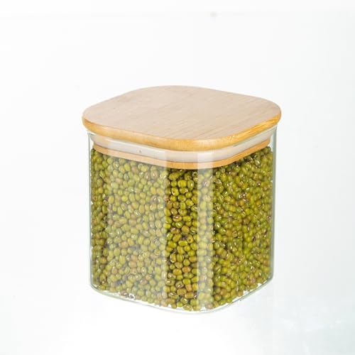 LUGZEY 10-Pack Square Glass Jars with Airtight Bamboo Lids Labels and Chalk Kitchen Storage Jars for Pasta Spaghetti Cereals Grains Sugar Spices and Cookies, 3 Sizes (2100ml,1400ml.750ml) - Image 6