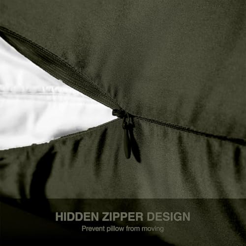 Mulberry Silk Pillowcase for Hair and Skin Queen Size 20"X 30" with Hidden Zipper, Softer Than Silk Pillow Cases Queen Smooth Cooling Pillow Covers for Sleeping(Olive Green,Queen,1Pcs) — view 3