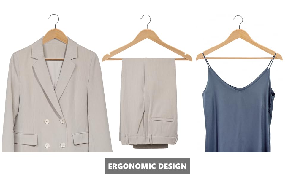 Image of Wooden Hangers for Clothes Hanging | Heavy Duty Coat Hangers with 360 Swivel Hook & Non-Slip Notches | Natural Wood Suit Hangers for Shirts, Blazer, Dresses & Saree (6, Beige)