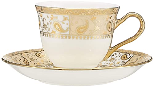 Image of Bone China Cup and Saucer Capacity - 160 ML (Color-Gold) Set of 12, 6 Cup & 6 Saucer