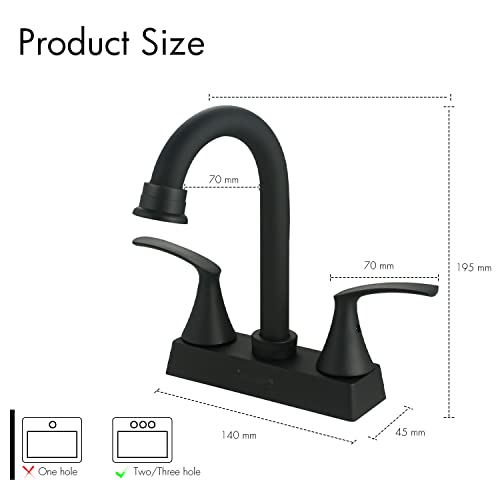 Solvex 2 Handle Bathroom Faucet Matte Black,4 Inch Centerset Bathroom Sink Faucet 3 Hole Bathroom Faucet,Bathroom Basin Faucet With Deck Mounted Lever Handle,Sp-40102-N #TOP5