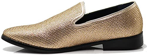 Image of SPK24 Men Vintage Spikes Sparkle Formal Tuxedo Stage Fashion Slip On Loafer Dress Shoes