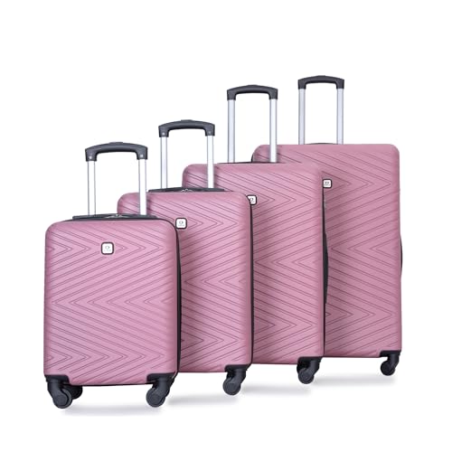 4-Piece Lightweight ABS Luggage Set with Rotating Wheels & Lock - Pink - 16/20/24/28 Inch