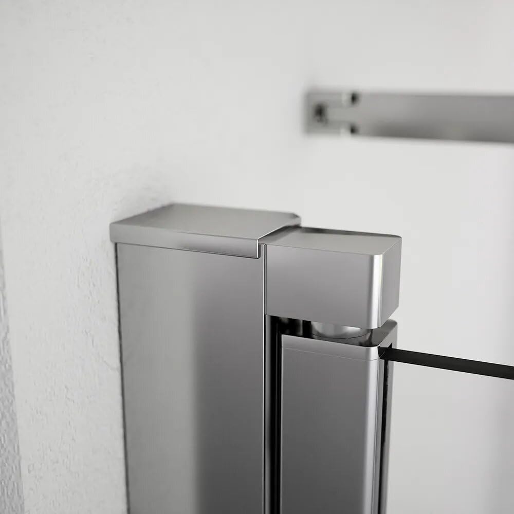 Box doccia 80x80cm con apertura saloon e parete fissa, profili cromati e vetro da 6mm trasparente h195 | Elba