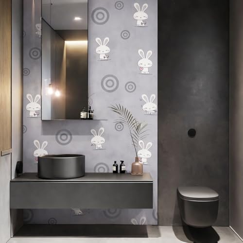 Image of Grey Rabbit Heart Theme Self-Adhesive Wallpaper | Peel & Stick, Washable, Damage-Free Removal | Kids Room Decor 2 x 3 Feet