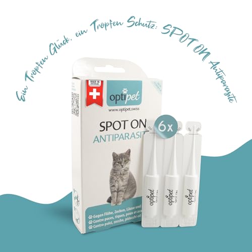 OptiPet Spot On Pipetten für Katzen 30x1ml - Hochwirksame Tropfen gegen Milben, Flöhe, Zecken & Läuse - Parasiten Abwehr Schutz bis zu 120 Wochen - Flohschutz, Zeckenschutz, Zeckenmittel für Katzen