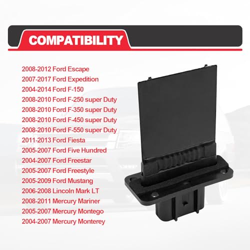 Image of HVAC Blower motor resistance Compatible with Ford Expedition Escape F150 F250 F350 Super Duty Mustang Lincoln Mark LT Mercury Mariner Replace OE 3F2Z-18591-AA