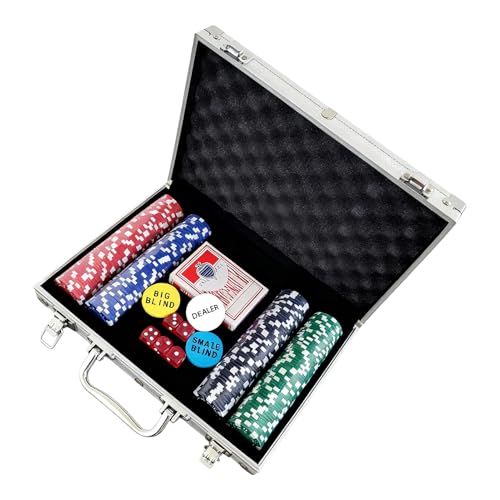 Generisch Juegos de póquer con maleta, accesorios para fiestas sin indicación de valor, juego de póquer de viaje, para jugadores, mujeres, hombres, coleccionistas, planificadores de eventos, hogar