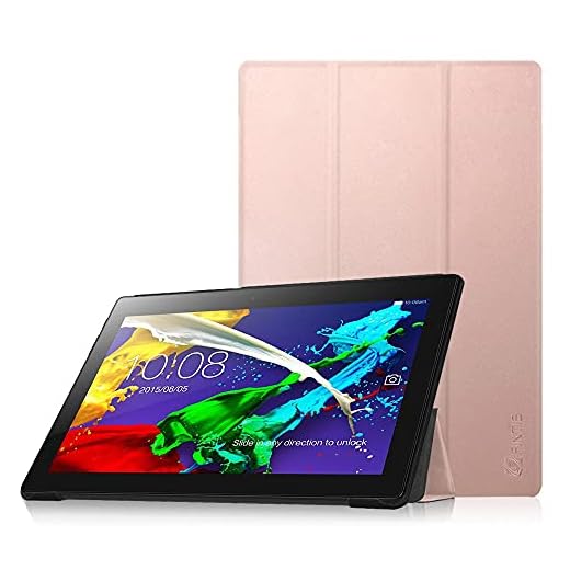 Fintie Lenovo Tab 10/TAB2 A10-30 skal – ultratunn superlätt skyddsfodral väska med bil sov/vakna funktion för Lenovo Tab 3 10 Plus/Tab 3 10 Business 10,1 tum surfplatta, roséguld