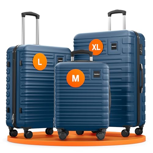 Travely Polycarbonat Koffer Set 77cm, 67cm, Handgepäck Koffer in einem Set