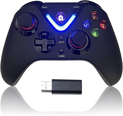 ROTOMOON Wireless Game Controller with LED Lighting Compatible with Xbox One S/X, Xbox Series S/X Gaming Gamepad, Remote Joypad with 2.4G Wireless Adapter Perfect for FPS Games (Black)