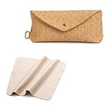 OKKRMGZ Woven Sunglasses Case Hard Shell Eyeglass Holder Travel Clutch with Glasses Cloth for Women Fashion Eyewear Organizer Purse Pouch Large Case for Travel Boho Sunglass Storage and Protection