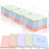 Fuyoooo 3 Pack Acrylic Sticky Note Holder with 15 Pads Morandi Color Sticky Notes Clear Sticky Note Holders and 3x3 Inch Sticky Note Set for Office Desk Meeting Supplies