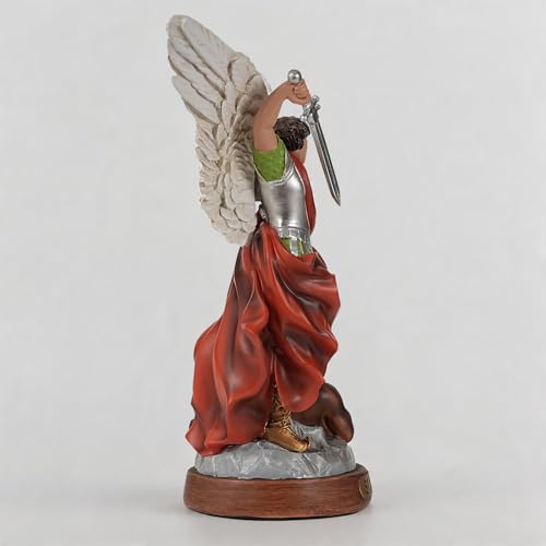 Estatua de San Miguel Arcángel color beige 12 pulgadas miniatura 4