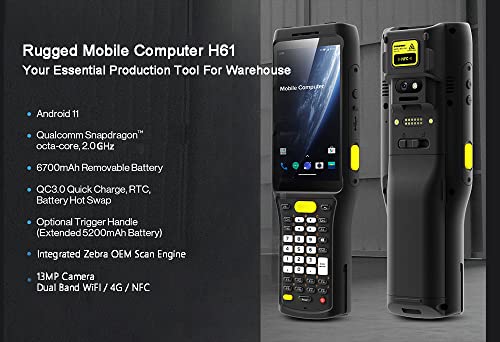 Android 11 Rugged Handheld Data Terminal Warehouse Inventory Barcode Scanner, 1D 2D Scanner, Physical Keypad & Touch Panel, Gps, Wifi & 4G #TOP2