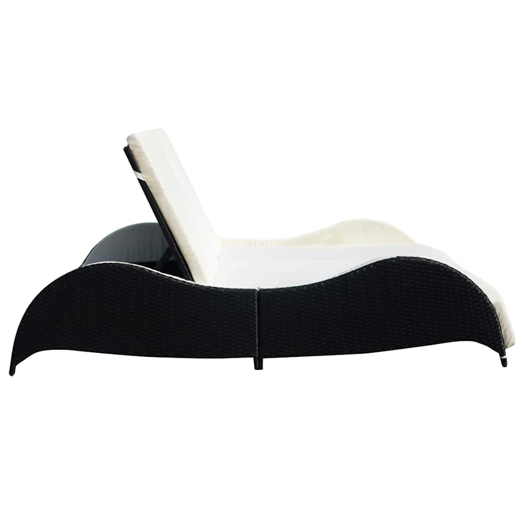 Doppel Sonnenliege Poly Rattan Gartenliege 2 Personen Schwarz