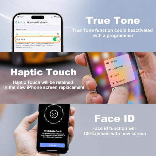 Image of MP+ LCD for iPhone 16 Screen Replacement Repair Kit | Display Digitizer Assembly with Face ID Support, Haptic Touch, Repair Tools and Waterproof Adhesive