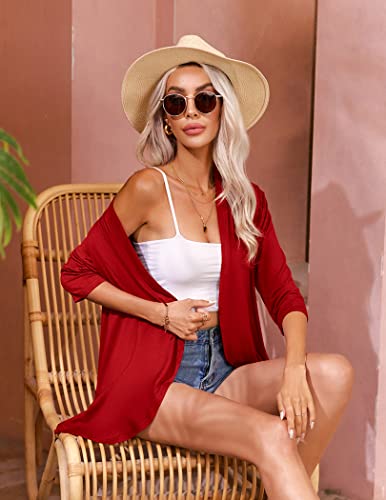 Image of Zeagoo Women's Open Front Cardigan 2026 Spring Summer Lightweight 3 /4 Sleeve Draped Ruffles Cardigans S-3XL