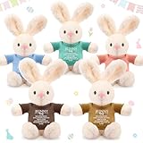 Arrowbash 10 Pcs Cute Soft Easter Stuffed Bunny Doll Plush Toy Sweater Wearing with Bunny Hug Theme Rabbit Toy for Easter Gifts Basket Stuffing Girls Gifts Party Favors