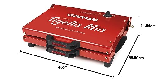 G3 Ferrari G10025 Tigella Mia Tigelliera und Toaster, 1200 W, XXL-Schamottesteine, Einstellbares Thermostat, Rot