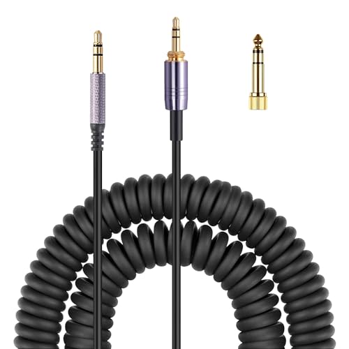 Fezzlo Solo3 Coiled Audio Cable Compatible with Dre Beats Solo4 Solo PRO Studio3 Marshall Major3 Major4 Headphones 3.5mm Extension Cords with 6.35mm Adapter(4.2ft-14ft)