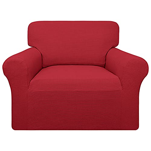 Image of Easy-Going 100% Waterproof Chair Couch Cover, Stretch Jacquard Sofa Cover | Dual Waterproof Sofa Slipcover, Leakproof Furniture Protector for Kids, Pets, Dog and Cat (Loveseat, Christmas Red)