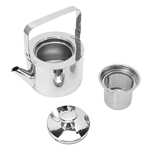 Stainless Steel Tea Kettle with Strainer Thickened Metal Whistling Teapot with Ergonomic Handle for All Stovetop (Medium, 1.3L)