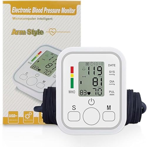 Misuratore Pressione da Braccio, Medical Sfigmomanometro a Braccio Digitale, Misurazione Accurata Della Pressione Sanguigna e Del Polso, Clinicamente Validato Digital Rilevamento Aritmia Memories