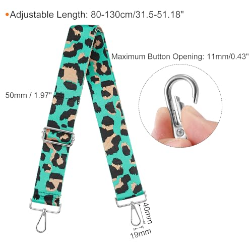 Image of uxcell Purse Strap Replacement, 31-51inch Adjustable Polyester Leopard 2inch Wide Crossbody Shoulder Strap for Handbag Guitar(Sky Blue, Silver Buckle)