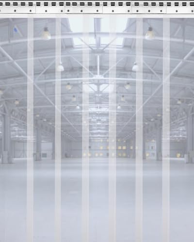Ezcasch Kit de tiras de cortina transparentes (1 x 2 m) con 6 tiras transparentes (20 x 200 cm), cortina de puerta superior de 2 mm de grosor para almacén, tiendas, salas frigoríficas, garajes