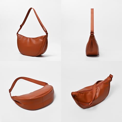 Image of Crescent Bag for Women Men PU Leather Crossbody Bag Large Dumpling Bag Lightweight Hobo Sling bag Shoulder Bag