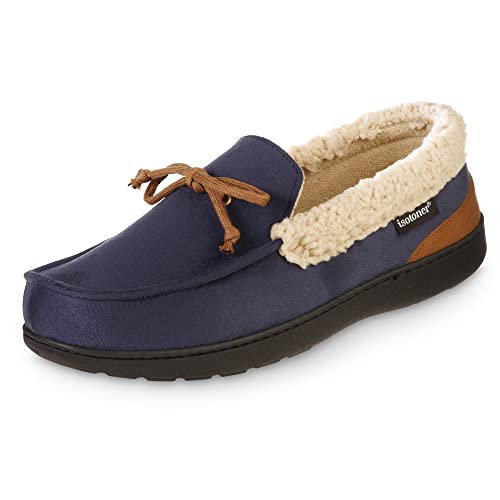 Image of isotoner Men's Indoor /Outdoor Slip-on Vincent Microsuede Moccasin Slippers With Memory Foam Comfort