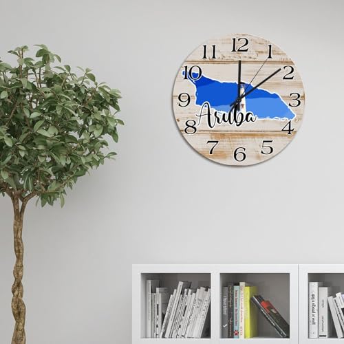 Horloge murale d'Aruba Landmark 38 cm carte décorative silencieuse à pile pour salon - 5