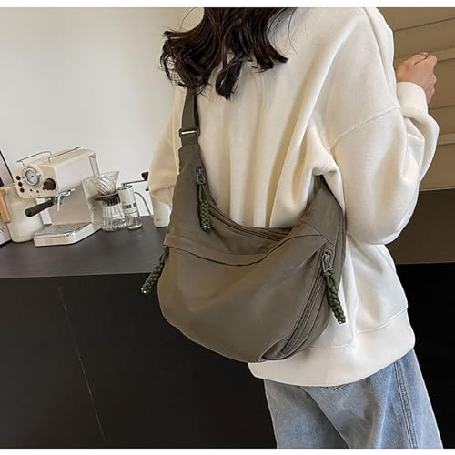 Image of Crescent Shoulder Bag Nylon Crossbody Bag for Women Nylon Hobo Bags Slouchy Sling Purse Dumpling Bags
